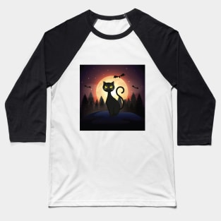 a cat and an owl - black cat - midnight Baseball T-Shirt